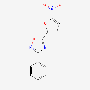 molecular formula C12H7N3O4 B2606505 5-(5-Nitrofuran-2-yl)-3-phenyl-1,2,4-oxadiazole CAS No. 4969-61-3