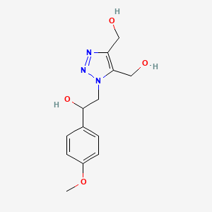molecular formula C13H17N3O4 B2606513 2-[4,5-bis(hydroxymethyl)-1H-1,2,3-triazol-1-yl]-1-(4-methoxyphenyl)ethanol CAS No. 2109161-59-1