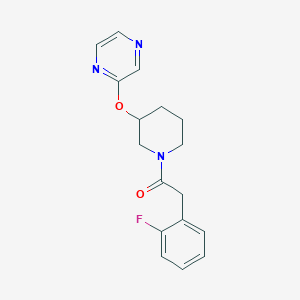 molecular formula C17H18FN3O2 B2606514 2-(2-Fluorophenyl)-1-(3-(pyrazin-2-yloxy)piperidin-1-yl)ethanone CAS No. 2034579-79-6