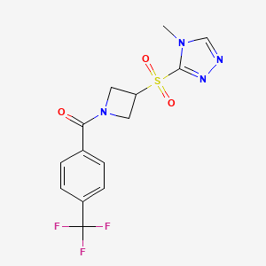molecular formula C14H13F3N4O3S B2606517 (3-((4-methyl-4H-1,2,4-triazol-3-yl)sulfonyl)azetidin-1-yl)(4-(trifluoromethyl)phenyl)methanone CAS No. 2034428-23-2