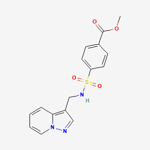 molecular formula C16H15N3O4S B2606525 methyl 4-(N-(pyrazolo[1,5-a]pyridin-3-ylmethyl)sulfamoyl)benzoate CAS No. 1396682-66-8