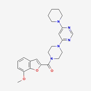 molecular formula C23H27N5O3 B2606528 (7-Methoxybenzofuran-2-yl)(4-(6-(piperidin-1-yl)pyrimidin-4-yl)piperazin-1-yl)methanone CAS No. 1206998-13-1