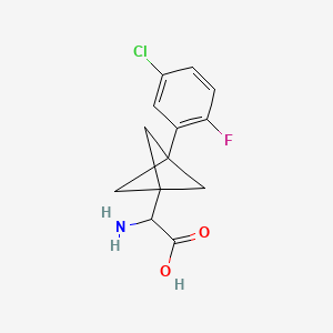 molecular formula C13H13ClFNO2 B2606545 2-Amino-2-[3-(5-chloro-2-fluorophenyl)-1-bicyclo[1.1.1]pentanyl]acetic acid CAS No. 2287262-57-9