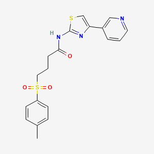 molecular formula C19H19N3O3S2 B2606546 N-(4-(吡啶-3-基)噻唑-2-基)-4-甲苯磺酰基丁酰胺 CAS No. 922850-76-8