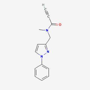 molecular formula C14H13N3O B2606553 N-Methyl-N-[(1-phenylpyrazol-3-yl)methyl]prop-2-ynamide CAS No. 2249092-73-5