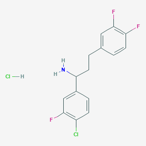 molecular formula C15H14Cl2F3N B2606563 1-(4-Chloro-3-fluorophenyl)-3-(3,4-difluorophenyl)propan-1-amine;hydrochloride CAS No. 2344685-68-1