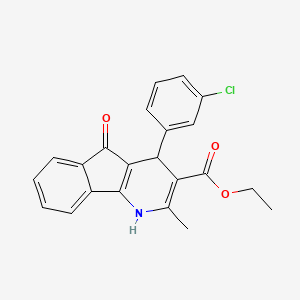 molecular formula C22H18ClNO3 B2606564 ethyl 4-(3-chlorophenyl)-2-methyl-5-oxo-4,5-dihydro-1H-indeno[1,2-b]pyridine-3-carboxylate CAS No. 670254-84-9