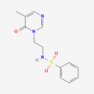 molecular formula C13H15N3O3S B2606568 N-(2-(5-methyl-6-oxopyrimidin-1(6H)-yl)ethyl)benzenesulfonamide CAS No. 1798023-56-9