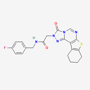 molecular formula C20H18FN5O2S B2606570 N-(4-氟苄基)-2-(3-氧代-8,9,10,11-四氢苯并[4,5]噻吩并[3,2-e][1,2,4]三唑并[4,3-c]嘧啶-2(3H)-基)乙酰胺 CAS No. 1359223-56-5