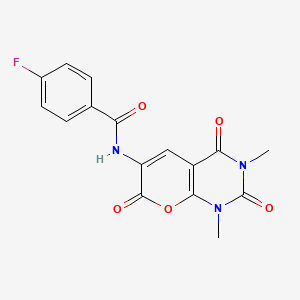 molecular formula C16H12FN3O5 B2606576 N-(1,3-二甲基-2,4,7-三氧代吡喃并[2,3-d]嘧啶-6-基)-4-氟苯甲酰胺 CAS No. 856437-33-7