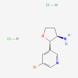 molecular formula C9H13BrCl2N2O B2606590 (2S,3R)-2-(5-溴吡啶-3-基)氧杂环-3-胺；二盐酸盐 CAS No. 2031242-66-5