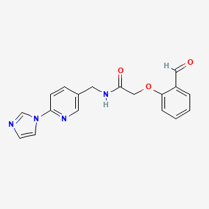 B2606611 2-(2-Formylphenoxy)-N-[(6-imidazol-1-ylpyridin-3-yl)methyl]acetamide CAS No. 2224475-29-8