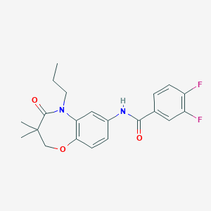 molecular formula C21H22F2N2O3 B2606615 N-(3,3-二甲基-4-氧代-5-丙基-2,3,4,5-四氢苯并[b][1,4]恶氧杂卓-7-基)-3,4-二氟苯甲酰胺 CAS No. 921792-20-3