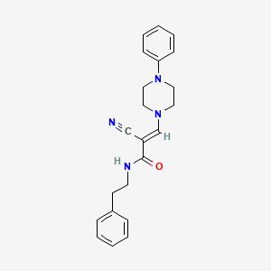 molecular formula C22H24N4O B2606621 (E)-2-氰基-N-苯乙基-3-(4-苯基哌嗪-1-基)丙烯酰胺 CAS No. 885180-88-1