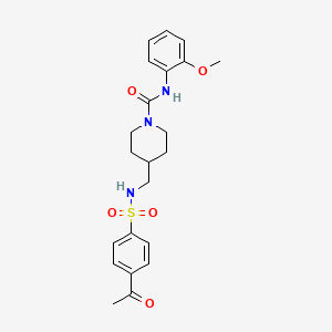 molecular formula C22H27N3O5S B2606630 4-((4-乙酰苯磺酰胺)甲基)-N-(2-甲氧基苯基)哌啶-1-甲酰胺 CAS No. 1235662-71-1