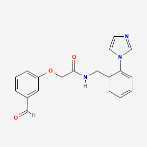 molecular formula C19H17N3O3 B2606638 2-(3-Formylphenoxy)-N-[(2-imidazol-1-ylphenyl)methyl]acetamide CAS No. 2224441-52-3