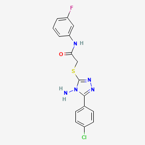 molecular formula C16H13ClFN5OS B2606646 2-((4-amino-5-(4-chlorophenyl)-4H-1,2,4-triazol-3-yl)thio)-N-(3-fluorophenyl)acetamide CAS No. 573935-98-5