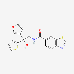 molecular formula C18H14N2O3S2 B2606650 N-[2-(呋喃-3-基)-2-羟基-2-(噻吩-2-基)乙基]-1,3-苯并噻唑-6-甲酰胺 CAS No. 2097924-54-2