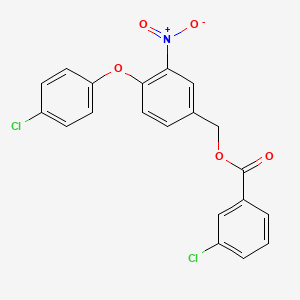 molecular formula C20H13Cl2NO5 B2606655 [4-(4-Chlorophenoxy)-3-nitrophenyl]methyl 3-chlorobenzoate CAS No. 339279-25-3
