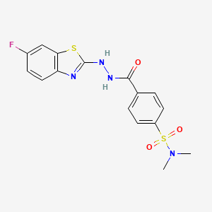 molecular formula C16H15FN4O3S2 B2606662 4-(2-(6-氟苯并[d]噻唑-2-基)肼羰基)-N,N-二甲基苯磺酰胺 CAS No. 851980-05-7