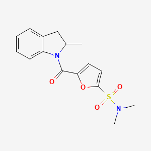 molecular formula C16H18N2O4S B2606667 N,N-dimethyl-5-(2-methylindoline-1-carbonyl)furan-2-sulfonamide CAS No. 1171057-28-5