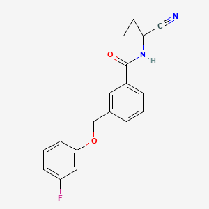 molecular formula C18H15FN2O2 B2606669 N-(1-cyanocyclopropyl)-3-[(3-fluorophenoxy)methyl]benzamide CAS No. 1355642-61-3