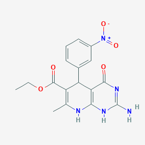 molecular formula C17H17N5O5 B260667 ethyl 2-amino-7-methyl-5-(3-nitrophenyl)-4-oxo-5,8-dihydro-1H-pyrido[2,3-d]pyrimidine-6-carboxylate 