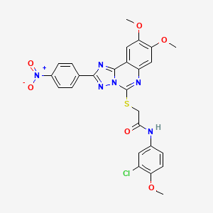 molecular formula C26H21ClN6O6S B2606679 N-(3-chloro-4-methoxyphenyl)-2-((8,9-dimethoxy-2-(4-nitrophenyl)-[1,2,4]triazolo[1,5-c]quinazolin-5-yl)thio)acetamide CAS No. 902433-84-5