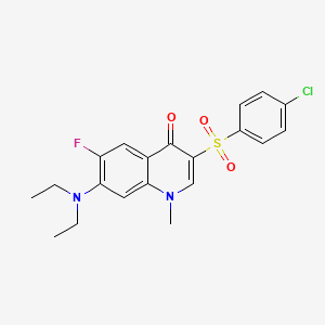 molecular formula C20H20ClFN2O3S B2606696 3-((4-chlorophenyl)sulfonyl)-7-(diethylamino)-6-fluoro-1-methylquinolin-4(1H)-one CAS No. 892775-05-2