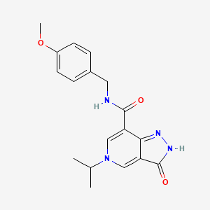 molecular formula C18H20N4O3 B2606699 5-异丙基-N-(4-甲氧基苄基)-3-氧代-3,5-二氢-2H-吡唑并[4,3-c]吡啶-7-甲酰胺 CAS No. 1226429-45-3