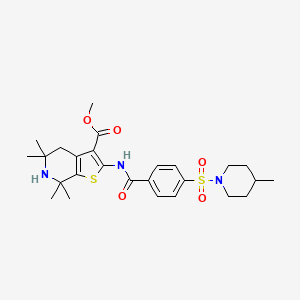 Methyl 5,5,7,7-tetramethyl-2-[[4-(4-methylpiperidin-1-yl)sulfonylbenzoyl]amino]-4,6-dihydrothieno[2,3-c]pyridine-3-carboxylate
