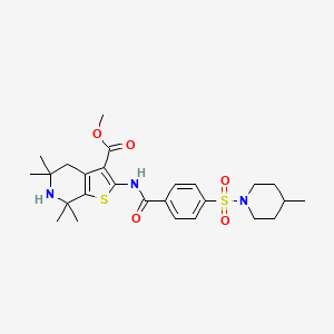 methyl 5,5,7,7-tetramethyl-2-{4-[(4-methylpiperidin-1-yl)sulfonyl]benzamido}-4H,5H,6H,7H-thieno[2,3-c]pyridine-3-carboxylate