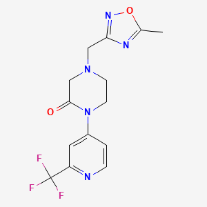 molecular formula C14H14F3N5O2 B2606707 4-[(5-Methyl-1,2,4-oxadiazol-3-yl)methyl]-1-[2-(trifluoromethyl)pyridin-4-yl]piperazin-2-one CAS No. 2380097-67-4