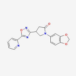molecular formula C18H14N4O4 B2606711 1-(Benzo[d][1,3]dioxol-5-yl)-4-(5-(pyridin-2-yl)-1,2,4-oxadiazol-3-yl)pyrrolidin-2-one CAS No. 1172016-39-5