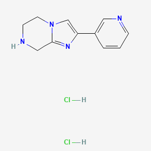 molecular formula C11H14Cl2N4 B2606716 2-(Pyridin-3-yl)-5,6,7,8-tetrahydroimidazo[1,2-a]pyrazine dihydrochloride CAS No. 2197053-34-0