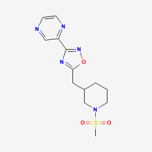 molecular formula C13H17N5O3S B2606724 5-((1-(甲磺酰基)哌啶-3-基)甲基)-3-(吡嗪-2-基)-1,2,4-恶二唑 CAS No. 1706105-81-8