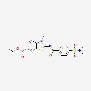 molecular formula C20H21N3O5S2 B2606725 (E)-ethyl 2-((4-(N,N-dimethylsulfamoyl)benzoyl)imino)-3-methyl-2,3-dihydrobenzo[d]thiazole-6-carboxylate CAS No. 850909-40-9