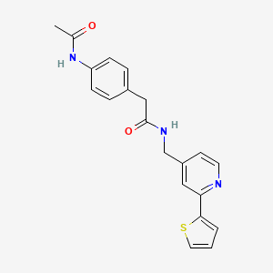 molecular formula C20H19N3O2S B2606726 2-(4-acetamidophenyl)-N-((2-(thiophen-2-yl)pyridin-4-yl)methyl)acetamide CAS No. 2034436-09-2