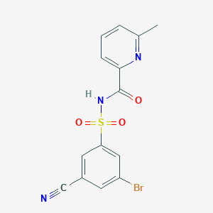 molecular formula C14H10BrN3O3S B2606749 N-(3-bromo-5-cyanobenzenesulfonyl)-6-methylpyridine-2-carboxamide CAS No. 1808442-59-2