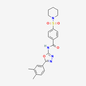 molecular formula C22H24N4O4S B2606752 N-(5-(3,4-dimethylphenyl)-1,3,4-oxadiazol-2-yl)-4-(piperidin-1-ylsulfonyl)benzamide CAS No. 922961-22-6