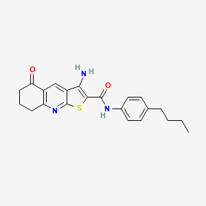 molecular formula C22H23N3O2S B2606764 3-amino-N-(4-butylphenyl)-5-oxo-5,6,7,8-tetrahydrothieno[2,3-b]quinoline-2-carboxamide CAS No. 865591-92-0