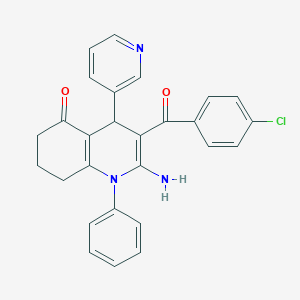 molecular formula C27H22ClN3O2 B260678 2-amino-3-(4-chlorobenzoyl)-1-phenyl-4-pyridin-3-yl-4,6,7,8-tetrahydroquinolin-5-one 