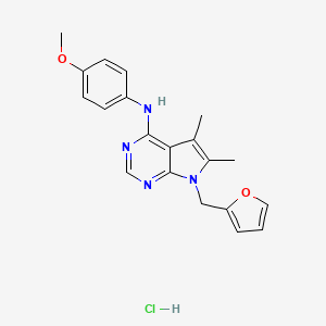 molecular formula C20H21ClN4O2 B2606780 7-(furan-2-ylmethyl)-N-(4-methoxyphenyl)-5,6-dimethyl-7H-pyrrolo[2,3-d]pyrimidin-4-amine hydrochloride CAS No. 1189691-70-0
