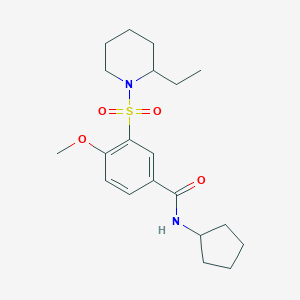 molecular formula C20H30N2O4S B260681 N-cyclopentyl-3-(2-ethylpiperidin-1-yl)sulfonyl-4-methoxybenzamide 