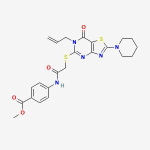 molecular formula C23H25N5O4S2 B2606811 Methyl 4-(2-((6-allyl-7-oxo-2-(piperidin-1-yl)-6,7-dihydrothiazolo[4,5-d]pyrimidin-5-yl)thio)acetamido)benzoate CAS No. 1207004-48-5