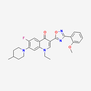 molecular formula C26H27FN4O3 B2606815 1-ethyl-6-fluoro-3-(3-(2-methoxyphenyl)-1,2,4-oxadiazol-5-yl)-7-(4-methylpiperidin-1-yl)quinolin-4(1H)-one CAS No. 1110984-99-0