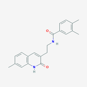 molecular formula C21H22N2O2 B2606816 3,4-dimethyl-N-[2-(7-methyl-2-oxo-1H-quinolin-3-yl)ethyl]benzamide CAS No. 851404-84-7