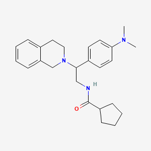 molecular formula C25H33N3O B2606817 N-(2-(3,4-dihydroisoquinolin-2(1H)-yl)-2-(4-(dimethylamino)phenyl)ethyl)cyclopentanecarboxamide CAS No. 1005297-83-5