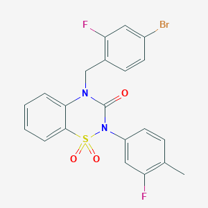 B2606827 4-(4-bromo-2-fluorobenzyl)-2-(3-fluoro-4-methylphenyl)-2H-benzo[e][1,2,4]thiadiazin-3(4H)-one 1,1-dioxide CAS No. 893790-34-6