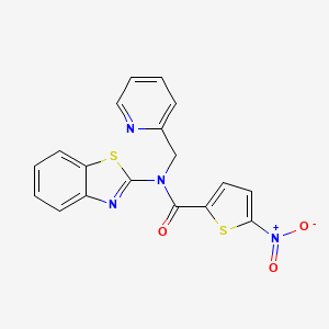 molecular formula C18H12N4O3S2 B2606830 N-(苯并[d]噻唑-2-基)-5-硝基-N-(吡啶-2-基甲基)噻吩-2-甲酰胺 CAS No. 898351-09-2